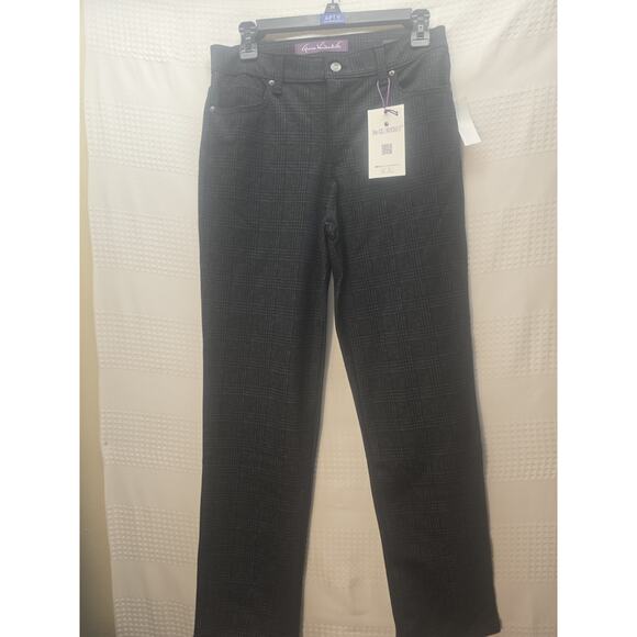 Gloria Vanderbilt Amanda Pants Size 6 Petite Straight Leg Herringbone Black Gray - Picture 1 of 10